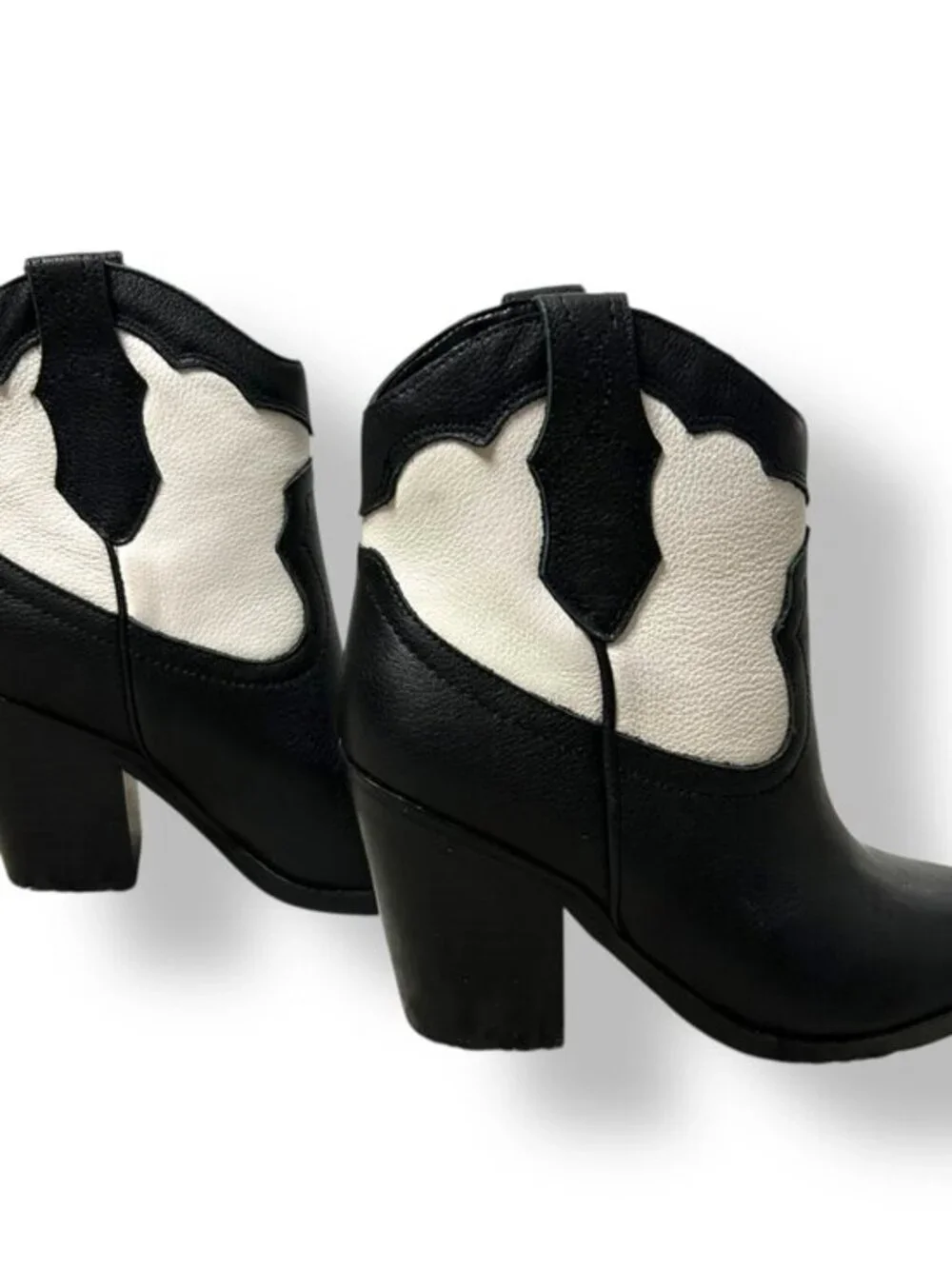 Marc Fisher Ltd Gona Western Booties Black White Western Pointed Toe Sz 6.5